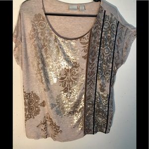 Chico’s Metallic Gold Accents Pull-Top 2/M